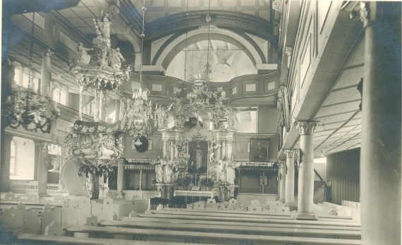 S. 052 a - Michelsdorf, ev. Kirche, Inneres mit Blick auf Altar und Kanzel